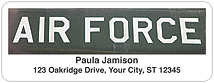 Spread your support for the Air Force in your correspondence and more with these Air Force Address Labels. Personalized labels make it easy to address envelopes and more and this simple and bold design will show your patriotism as well. Coordinates with the Air Force checks and checkbook cover. Air Force sheet labels are perfect for: School/Office Supplies Correspondence Gift Tags Party Favors Bookplates/Home Library CD/DVD/Blu-Ray Kid items Day Care items Appointment Stickers and much more!!Label Specifications: 30 labels per sheet4 sheets per setSize 2 5/8 x 1