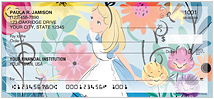 Venture into the magical world of Wonderland with our Alice in Wonderland checks. These checks based on Disney's classic animated movie come to life and capture the spirit of the lovable characters Alice Cheshire Cat Mad Hatter and the Queen of Hearts. The matching labels and checkbook cover are also available. Order the Alice in Wonderland personal checks today to experience your own Wonderland adventure! Disney      Product Description    Singles    Duplicates        Checks per pad    25    20        Pads per box    5    5        Checks per box    125    100        What's Included    FREE 20 Deposit Tickets and1 Transaction Register