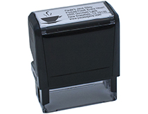 5 Line Self-Inking Stamp with Logo - Our 5-Line address stamp is now available with a standard logo. Choose from over 500 new standard logos from a wide variety of categories. The self-inking stamp features a sleek black case and is smooth and quiet to use. Spring loaded plate re-inks after every impression. Multipurpose stamp can be used for envelopes and other documents that require your custom information. Available in black blue and red ink. Up to 5 lines of personalization with up to  28 characters per line.Up to 20000 impressions without re-inkingImprint area 9/16 x 2-3/8