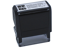 4 Line Self-Inking Stamp with Logo - Our most popular address stamp is now available with a standard logo. Choose from over 500 new standard logos from a wide variety of categories. The self-inking stamp features a sleek black case and is smooth and quiet to use. Spring loaded plate re-inks after every impression.Multipurpose stamp can be used for envelopes and other documents that require your custom information. Available in black blue and red ink.4 lines of personalization with up to 28 characters per line Up to 20000 impressions without re-inking Imprint area 9/16 x 2-3/8